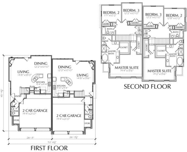 Duplex Townhouse Plan D1309-1724-1730