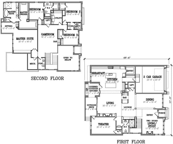 Two Story House Plan A0422