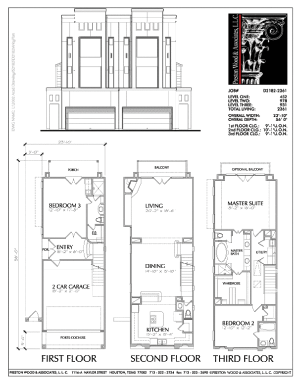 Townhouse Plan D2007 & D2182