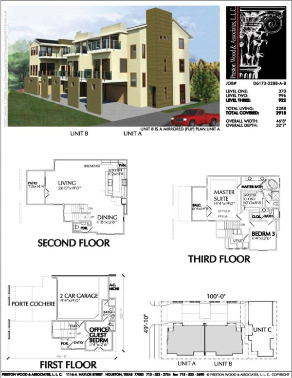 Duplex Townhouse Plan D6173 u1