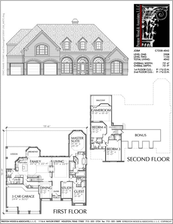 Two Story House Plan C7258