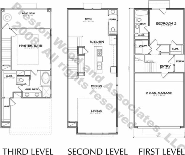 Duplex Townhouse Plan D5153 B & B Flipped