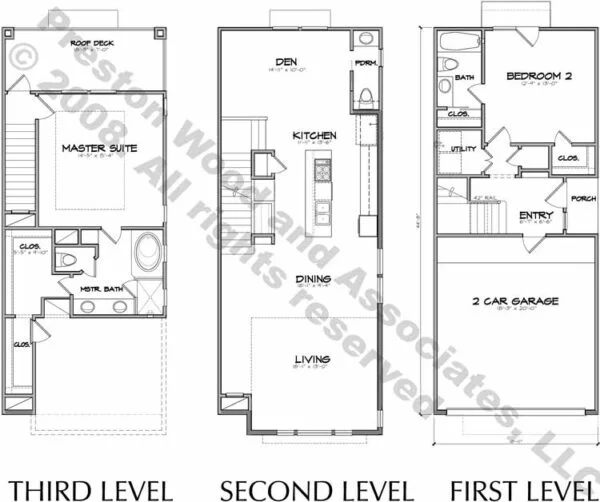 Duplex Townhouse Plan D5153 B & B Flipped