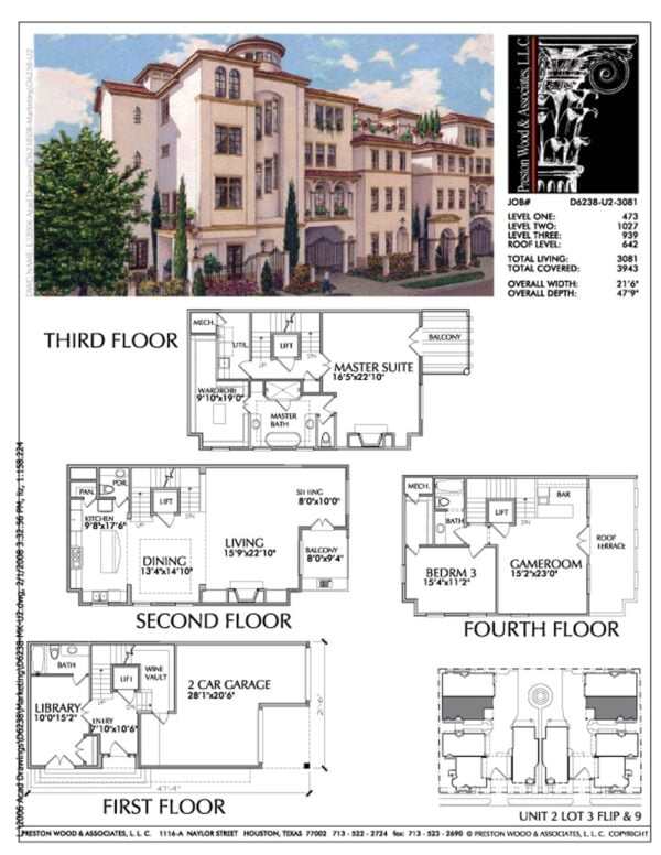 Duplex Townhouse Plan D6238 u1&u2