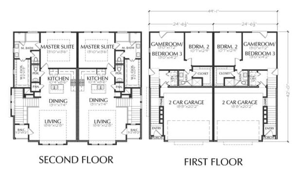 Duplex Townhouse Plan E2136 A1.2