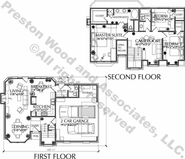 Two Story House Plan C6239 D