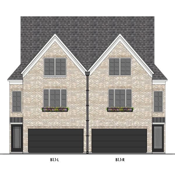 Three Story Home Plan E5159 B1.1 Duplex