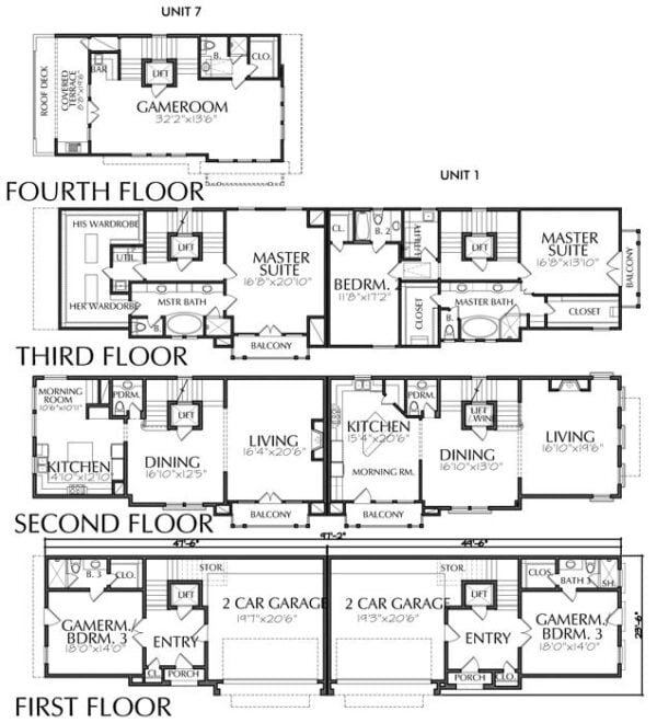 Duplex Townhouse Plan D5160 u1&u7