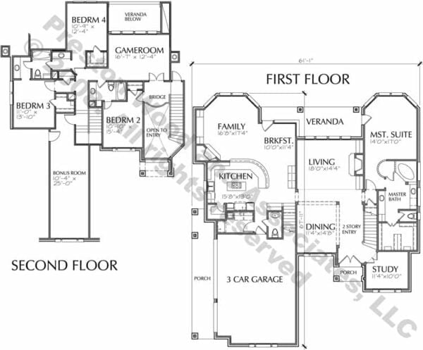 Two Story House Plan C7109