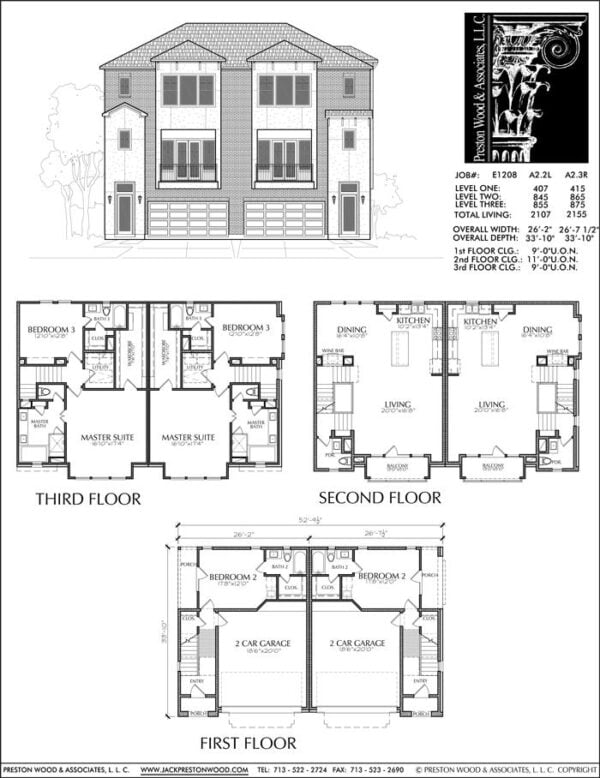 Duplex Townhouse Plan E1208 A2.2L & A2.3R