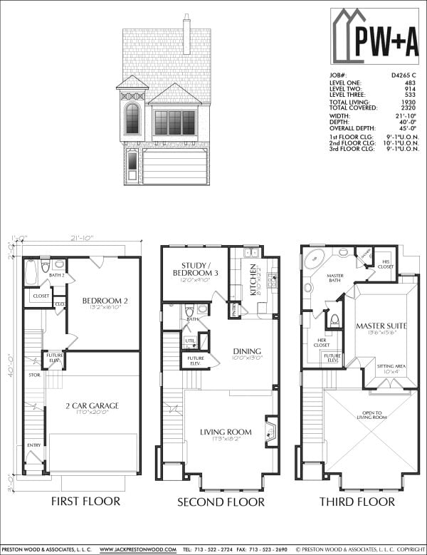 Three Story Patio Home Plan aD4265 C