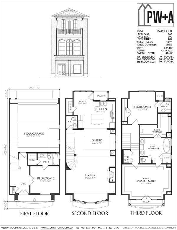 Two Story Urban House Plan D6127 A1.1