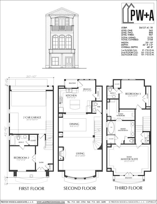 Two Story Urban House Plan D6127 A1.1