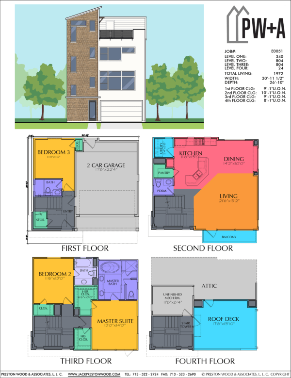 3 1/2 Story Townhouse Plan E0051