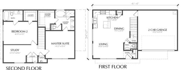 Two Story Townhouse Plan E1024 B
