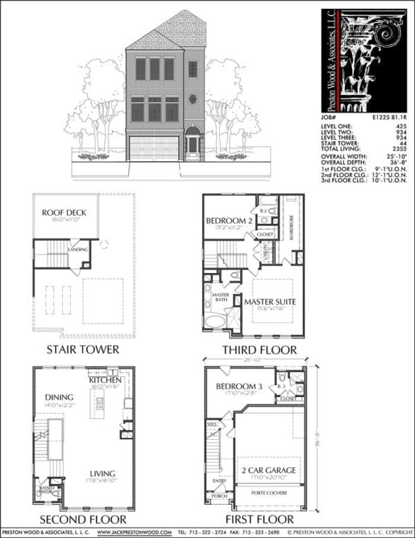 3 1/2 Story Townhouse Plan E1225 B1.1
