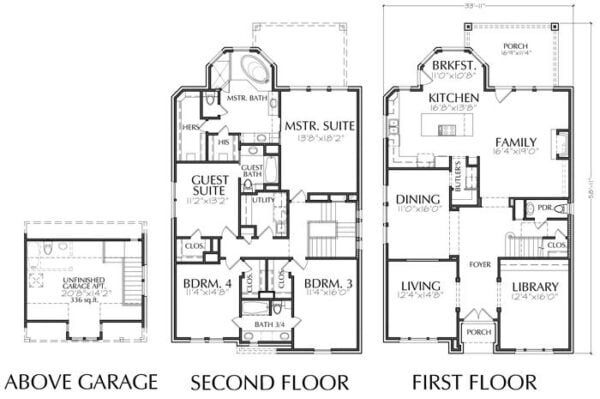 Two Story Townhouse Plan E2047