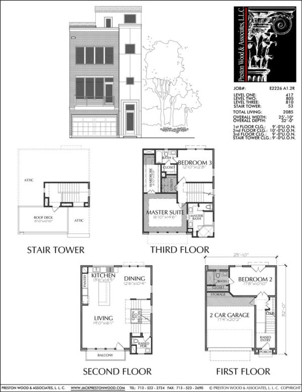 3 1/2 Story Townhouse Plan E2226 A1.2