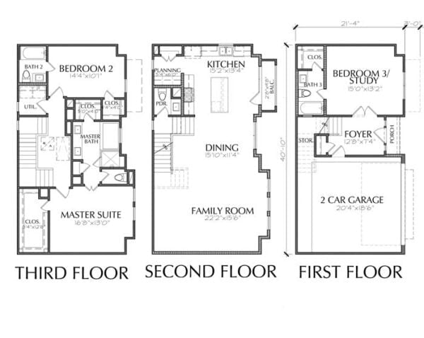 Three Story Townhouse Plan E2230 B1.2