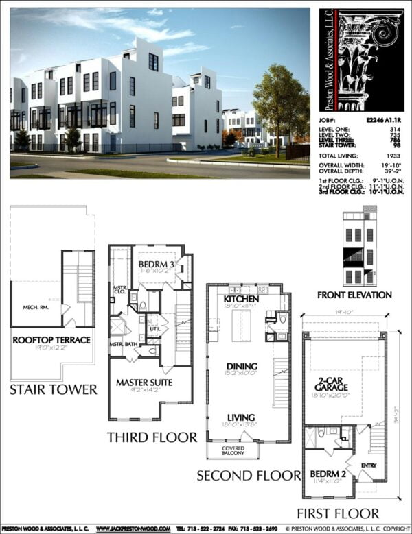3 1/2 Story Townhouse Plan E2246 A1.1