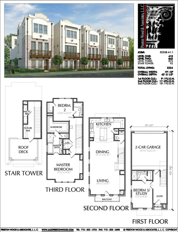 3 1/2 Story Townhouse Plan E2258 A1.1