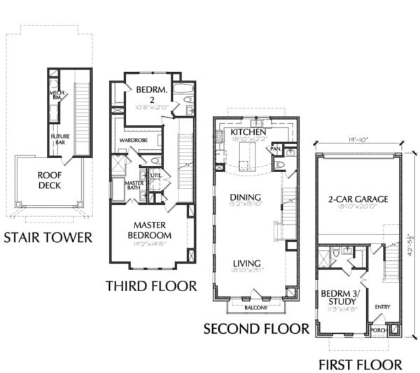 3 1/2 Story Townhouse Plan E2258 A1.2