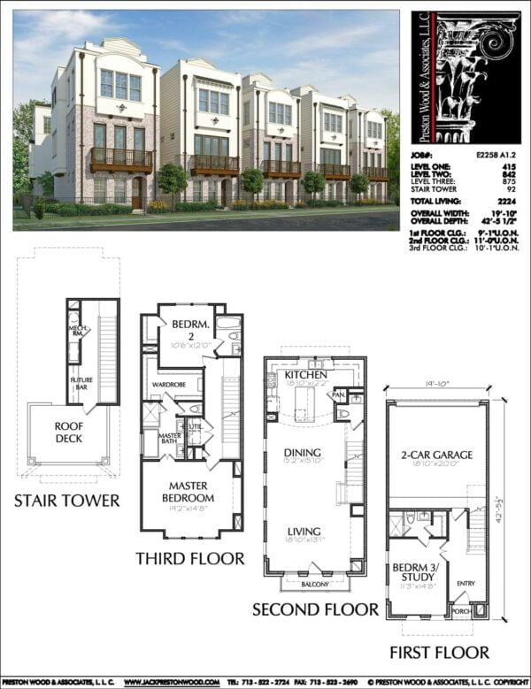 3 1/2 Story Townhouse Plan E2258 A1.2