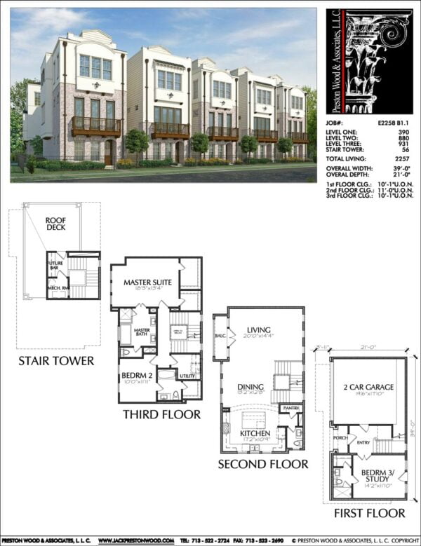 3 1/2 Story Townhouse Plan E2258 B1.1