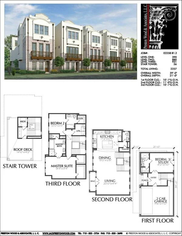 3 1/2 Story Townhouse Plan E2258 B1.2