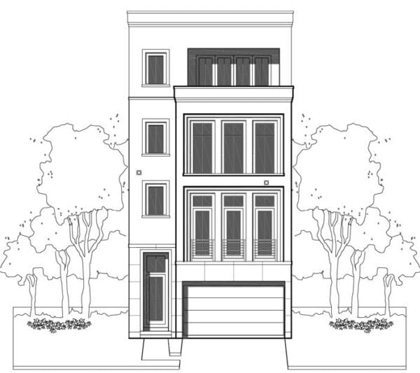 Four Story Townhouse Plan E2295 A1.2