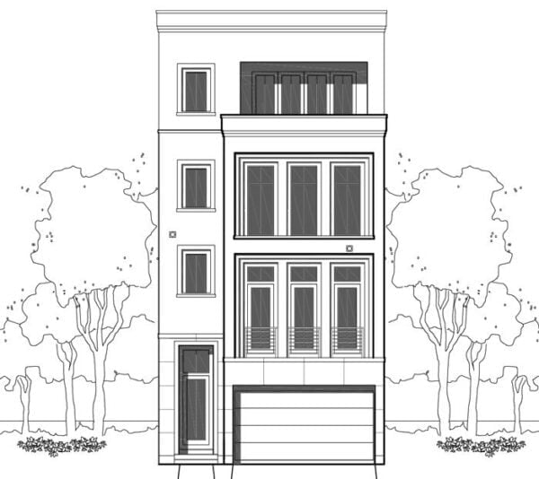 Four Story Townhouse Plan E2295 A1.3