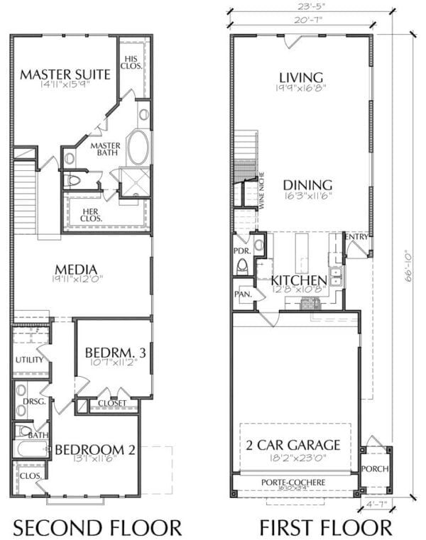 Two Story Townhouse Plan E2297 A1.1