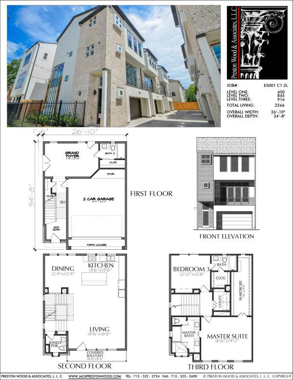 Three Story Townhouse Plan E5001 C1