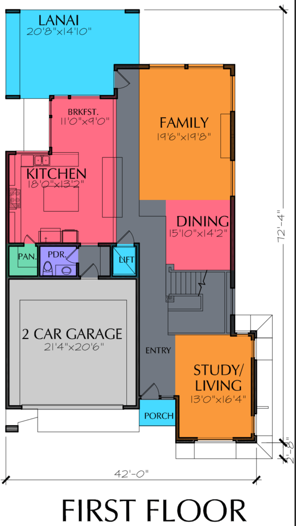 Three Story Home Plan E5018