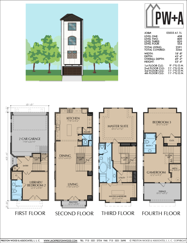 Four Story Home Plan E5033 A1.1