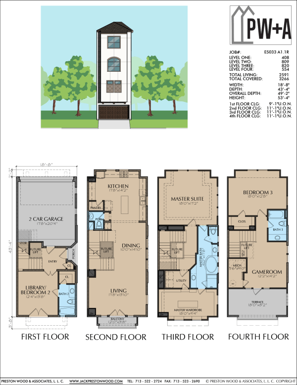 Four Story Home Plan E5033 A1.1