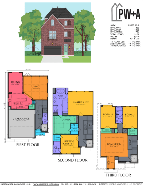 Three Story Home Plan E5053