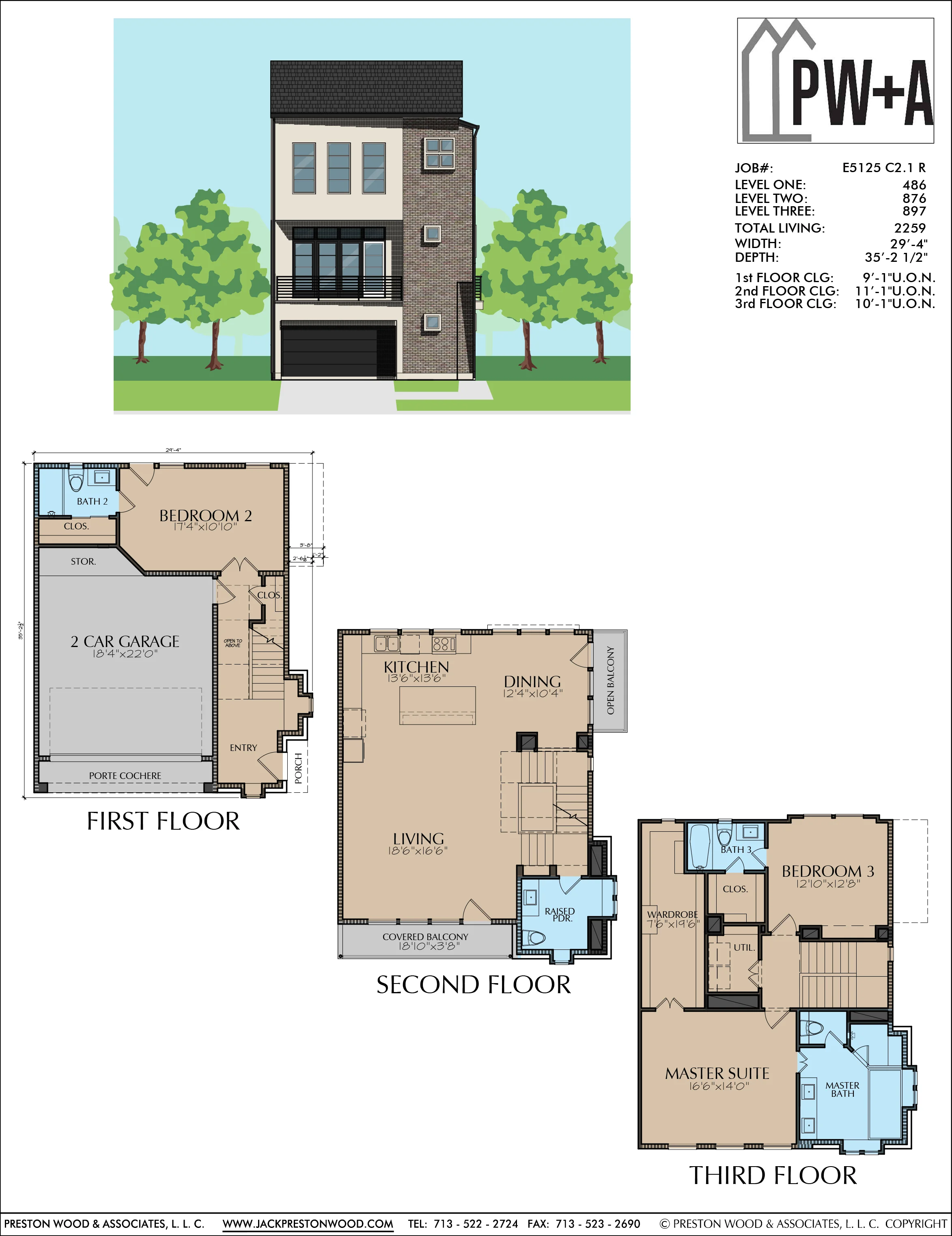 Three Story Home Plan E5125 C2.1R