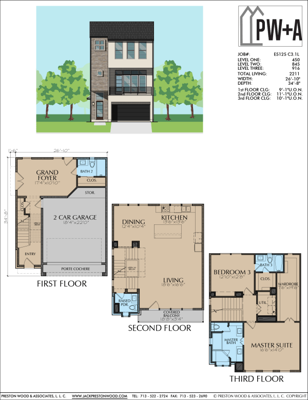 Three Story Home Plan E5125 C1