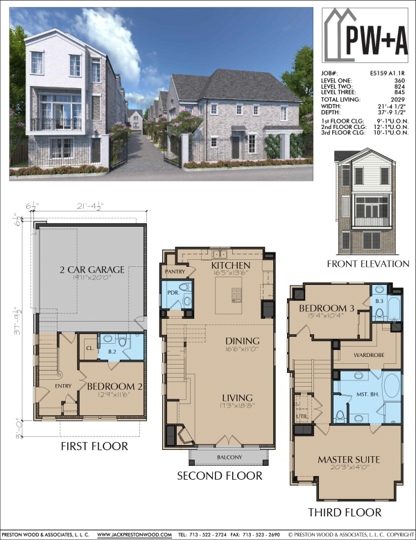 Three Story Home Plan E5159 A