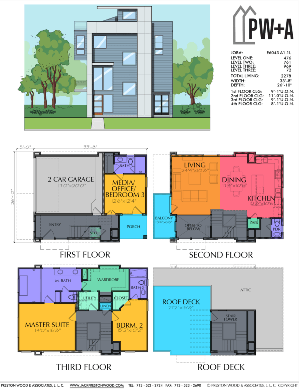 3 1/2 Story Home Plan E6043 A1