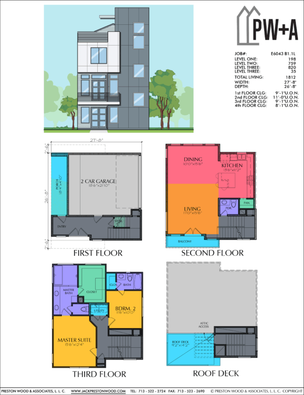 3 1/2 Story Home Plan E6043 B1.1L
