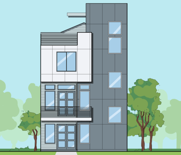 3 1/2 Story Home Plan E6043 B1.1L
