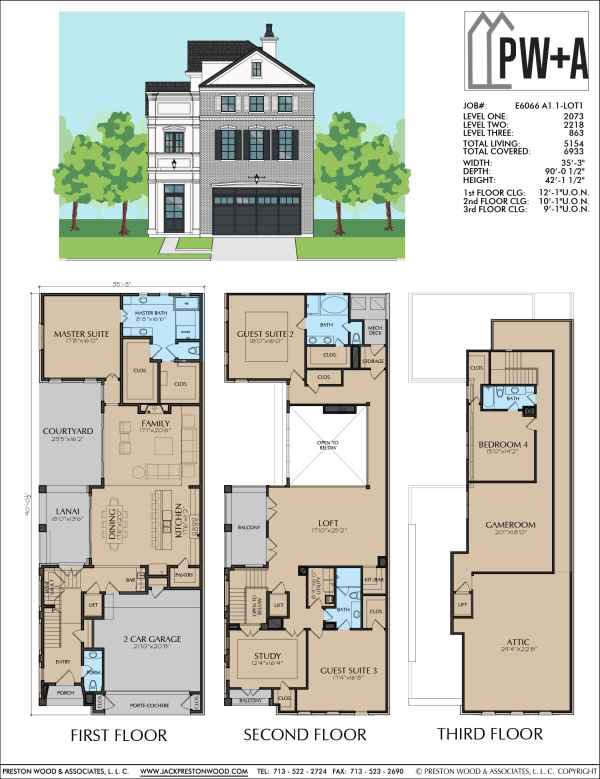 Three Story Home Plan E6066 A