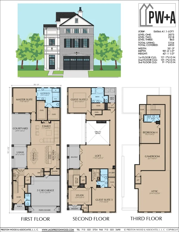 Three Story Home Plan E6066 A