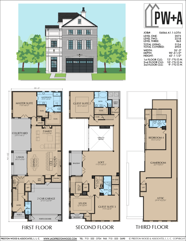 Three Story Home Plan E6066 A