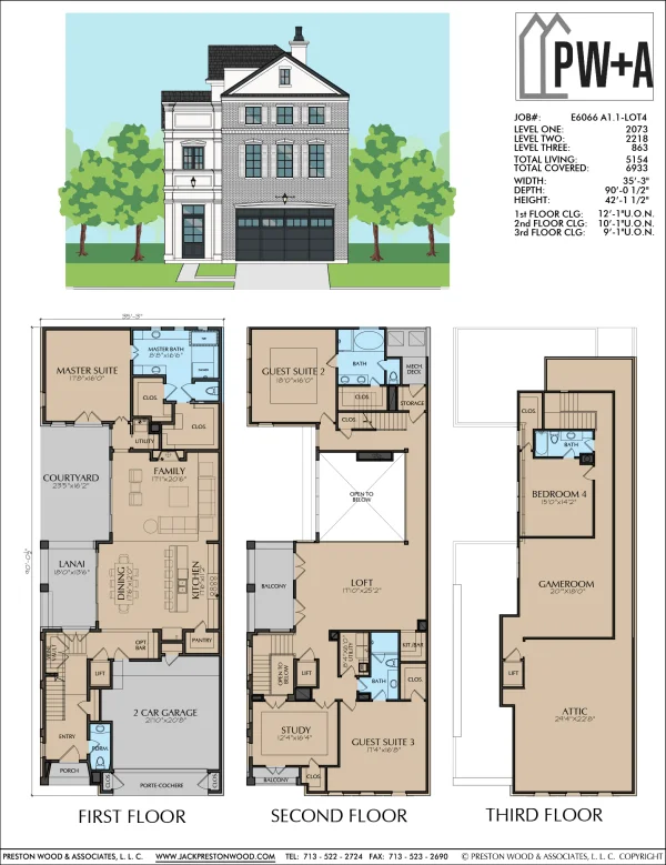 Three Story Home Plan E6066 A