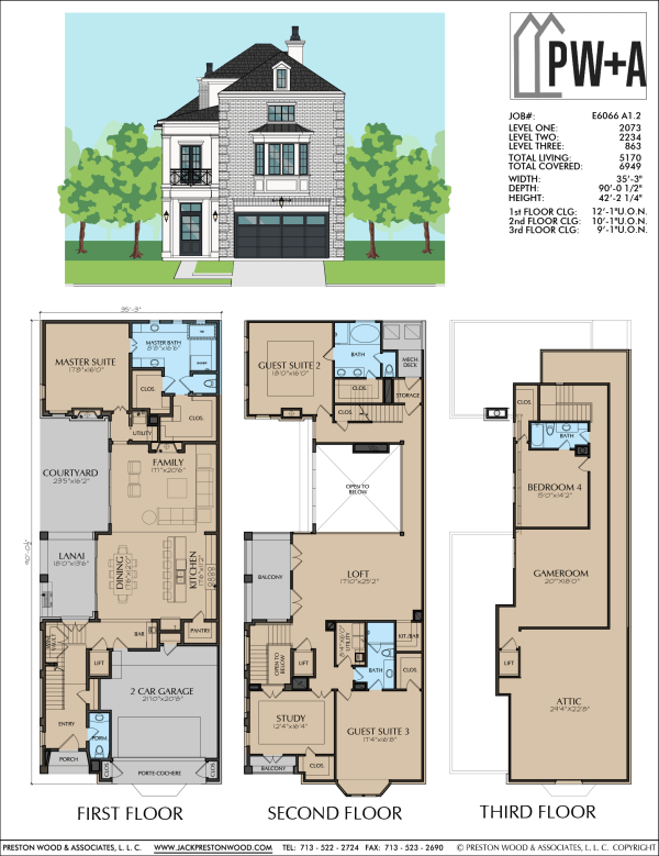 Three Story Home Plan E6066 A