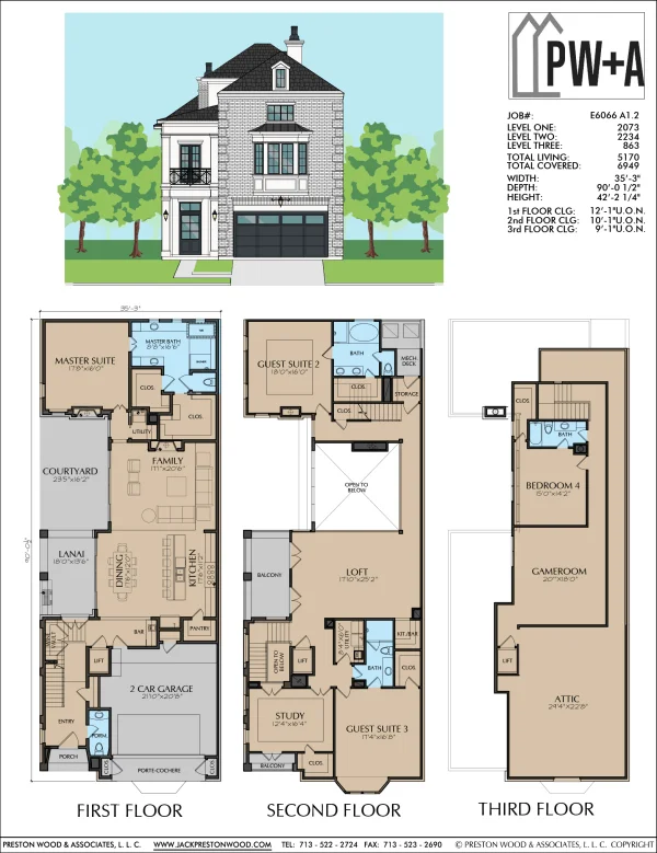 Three Story Home Plan E6066 A