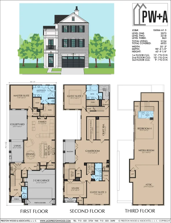 Three Story Home Plan E6066 A